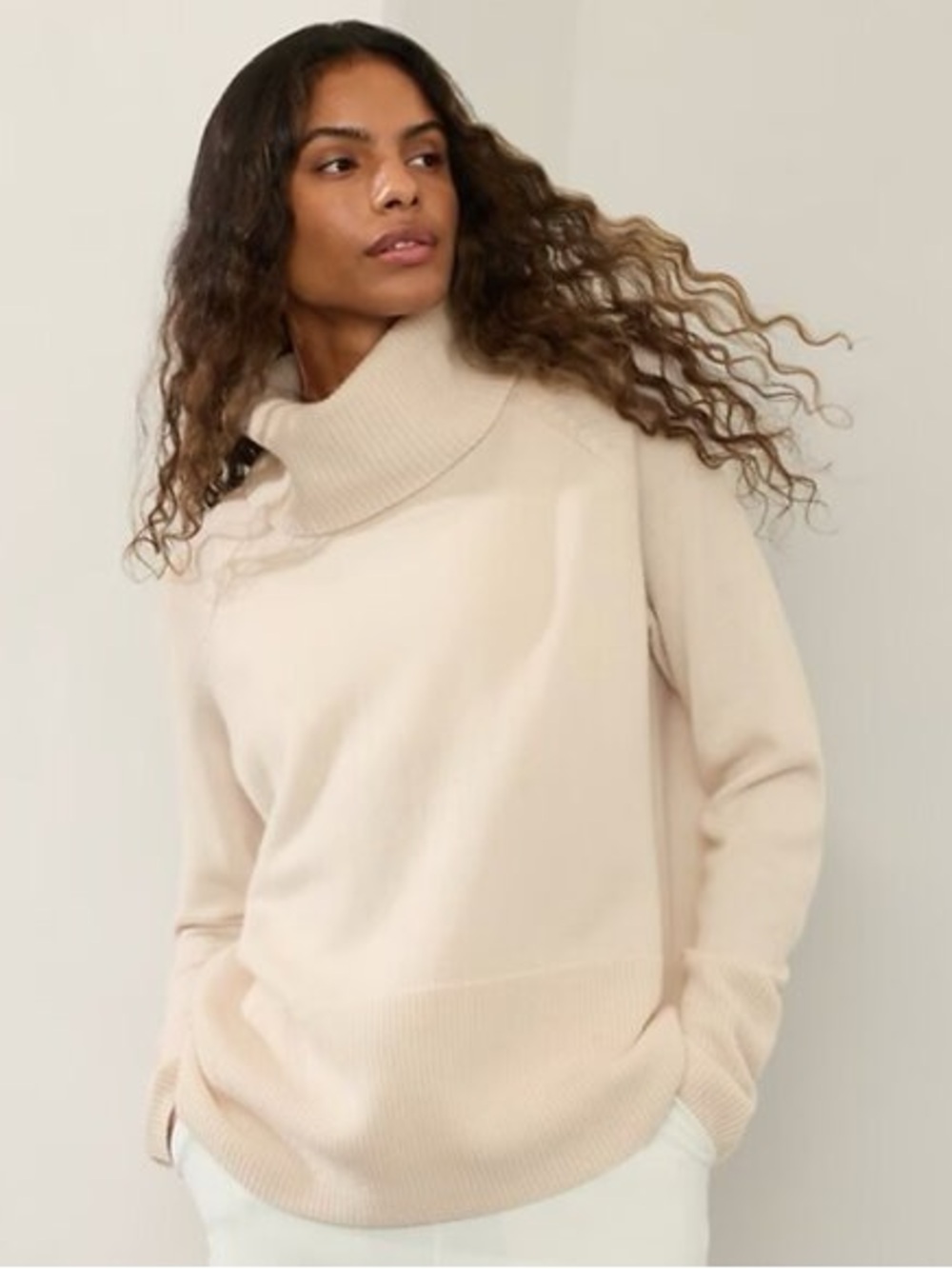 Athleta Alpine Turtleneck Sweater in Cream